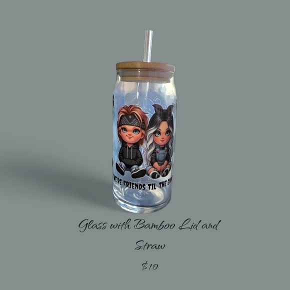 Glass cup with bamboo lid - Picture 1 of 3